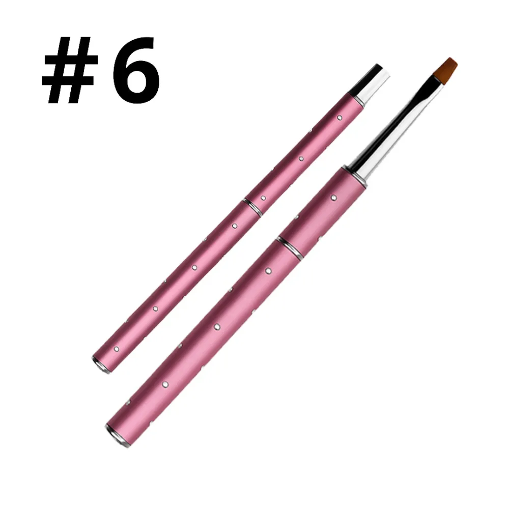 Pędzelek do żelu składany z cyrkoniami #6 – różowy | NILO Perfect Nails